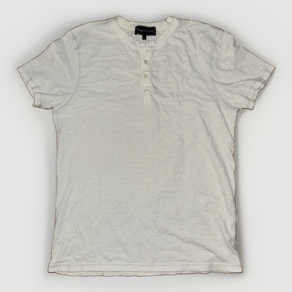 Henley T-Shirt White Textured Paper Thin Medium 20x28 Y2K Gothcore